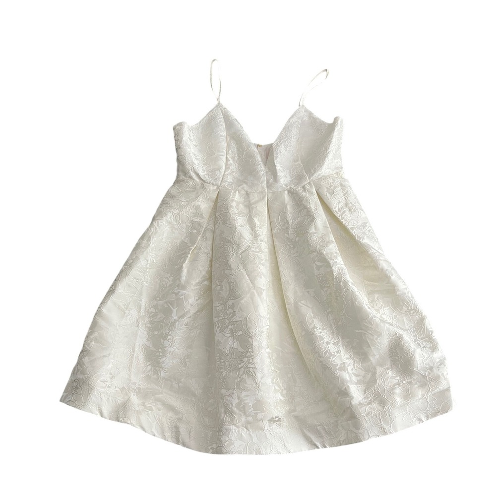 NWT Audrey Parks Francesca's Ellamae Large White Floral Brocade Mini Dress F219